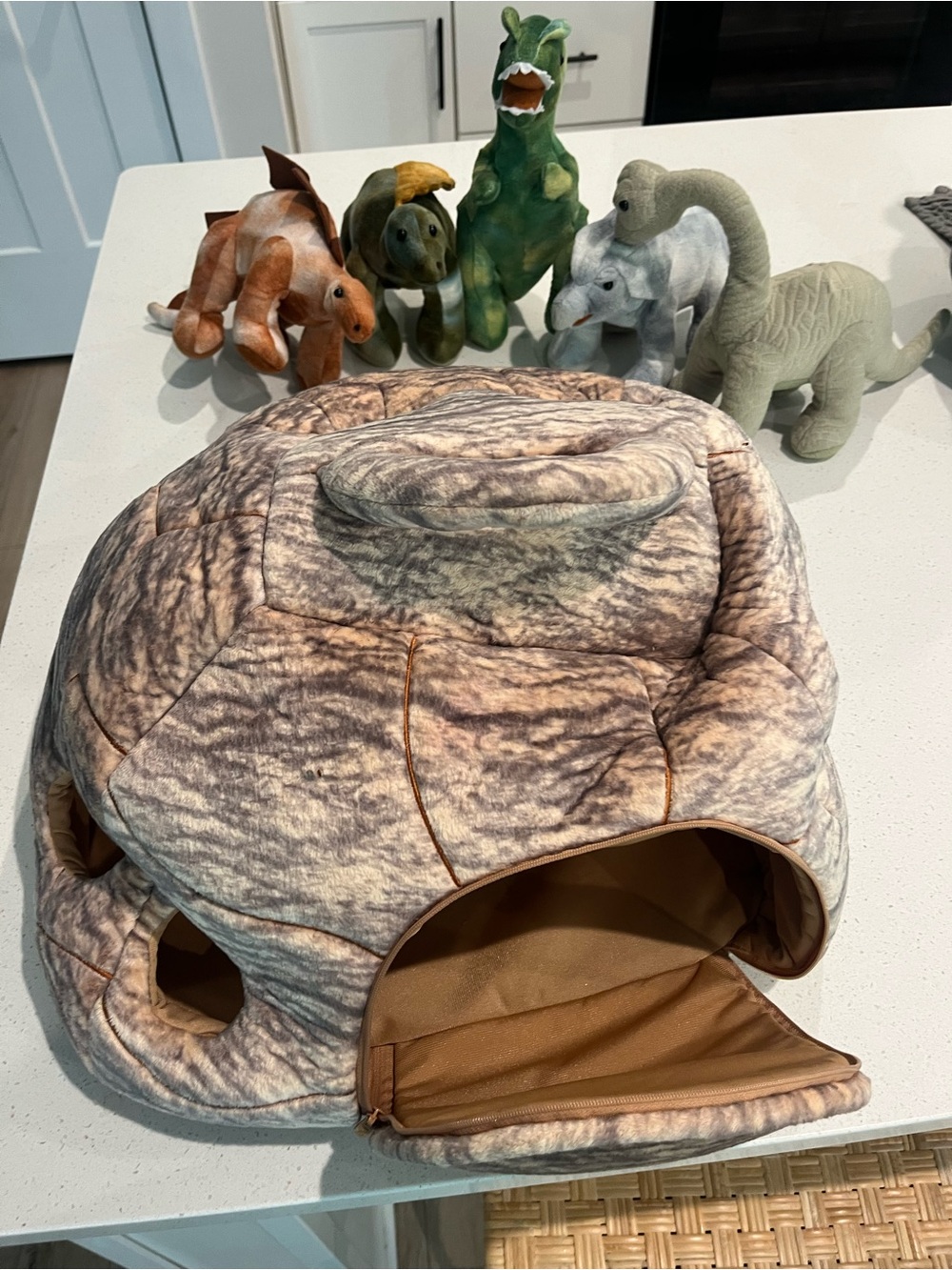 FAO Schwarz Brown Plush Hideout with Dinosaurs